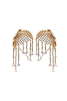 Gold Finish Swarovski Earcuffs In Sterling Silver