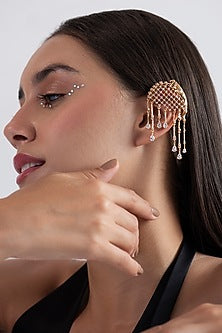 Gold Finish Swarovski Earcuffs In Sterling Silver