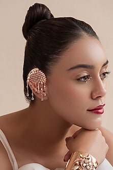 Rose Gold Finish Swarovski Earcuffs In Sterling Silver