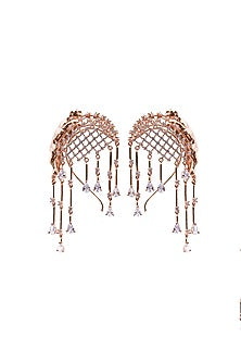 Rose Gold Finish Swarovski Earcuffs In Sterling Silver