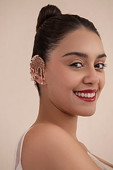 Rose Gold Finish Swarovski Earcuffs In Sterling Silver