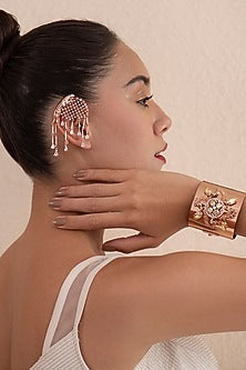 Rose Gold Finish Swarovski Earcuffs In Sterling Silver