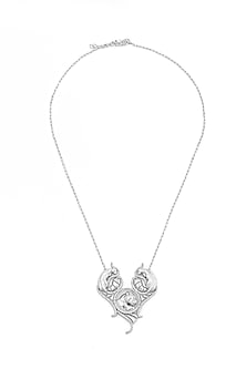White Finish Swarovski Stone Pendant Necklace In Sterling Silver