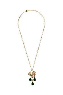 Gold Plated Emerald & Crystal Pendant Necklace