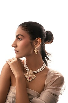 Gold Plated White Gemstone Dangler Earrings