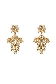 Gold Plated White Gemstone Dangler Earrings