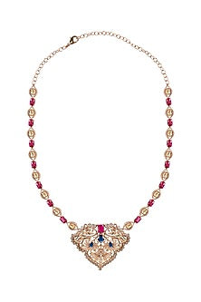 Rose Gold Plated Sapphire & Ruby Red Gemstone Necklace