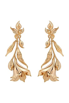 Gold Plated Floral Long Earrings
