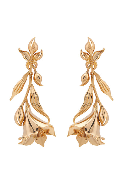 Gold Plated Floral Long Earrings