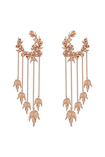 Rose Gold Plated Handcrafted Wreath Earrings