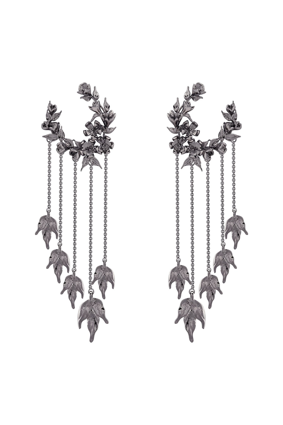 Gunmetal Finish Handcrafted Wreath Earrings