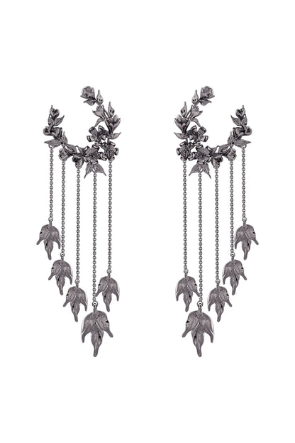 Gunmetal Finish Handcrafted Wreath Earrings