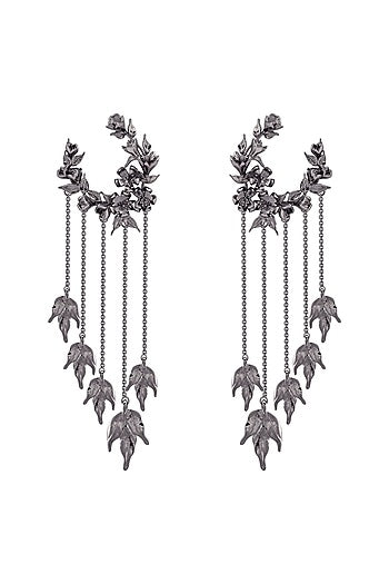 Gunmetal Finish Handcrafted Wreath Earrings
