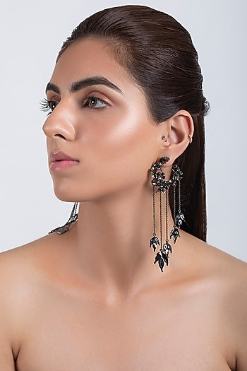 Gunmetal Finish Handcrafted Wreath Earrings
