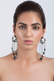 Gunmetal Finish Handcrafted Wreath Earrings