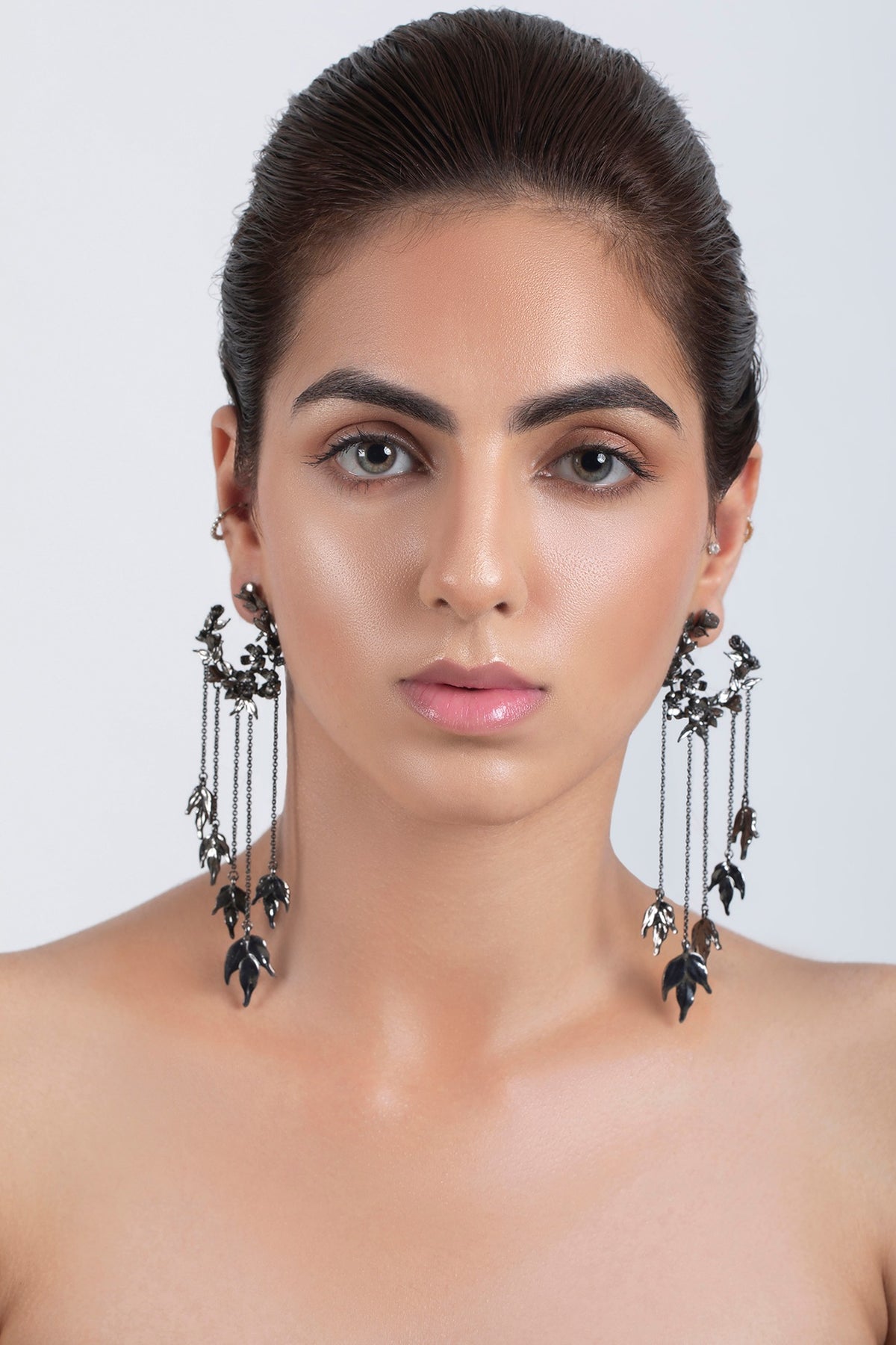 Gunmetal Finish Handcrafted Wreath Earrings