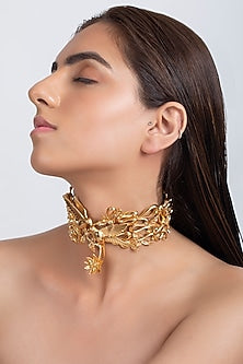 Matte Gold Plated Choker Necklace