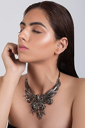 Gun Metal Finish Handcrafted Necklace