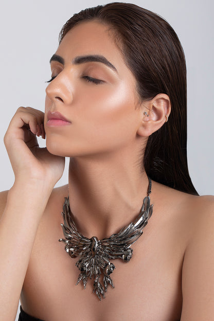 Gun Metal Finish Handcrafted Necklace