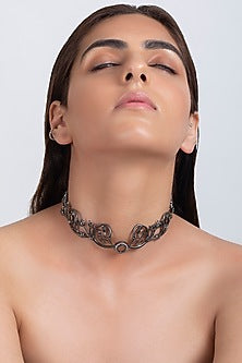 Gun Metal Finish Choker Necklace