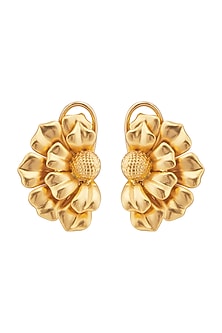 Matte Gold Plated Floral Stud Earrings