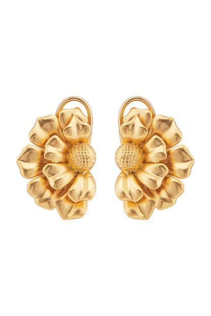 Matte Gold Plated Floral Stud Earrings