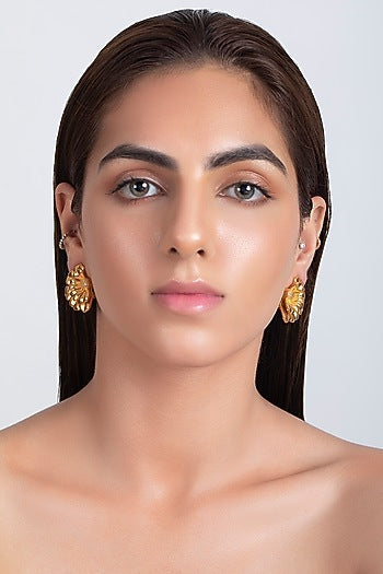 Matte Gold Plated Floral Stud Earrings
