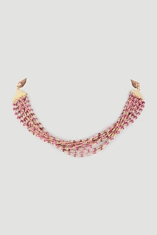 Gold Finish Ruby Choker Necklace In Sterling Silver