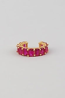 Gold Finish Crystal Ring In Sterling Silver
