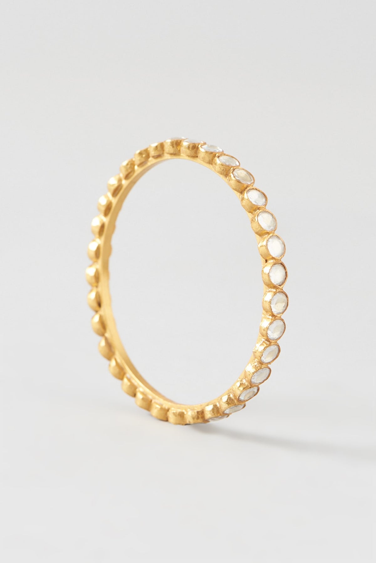 Gold Plated Kundan Polki Bangles (Set Of 2) In Sterling Silver