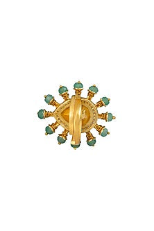 Gold Plated Kundan Polki Ring In Sterling Silver