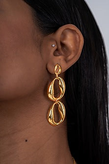 Gold Plated Dangler Earrings In Sterling Silver