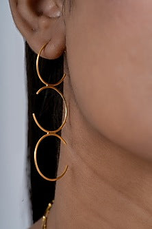 Gold Plated Dangler Earrings In Sterling Silver
