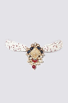 Gold Plated Kundan Polki Choker Necklace In Sterling Silver