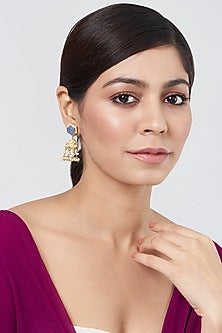 Gold Plated Kundan Polki Earrings In Sterling Silver