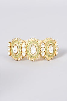 Gold Plated Kundan Polki Bangle In Sterling Silver