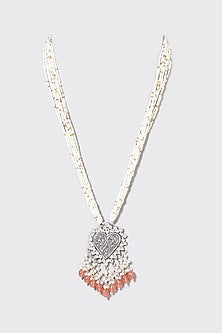 Gold Plated Kundan Polki Long Necklace In Sterling Silver