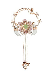 Rose Gold Finish Freshwater Pearls Hand Harness