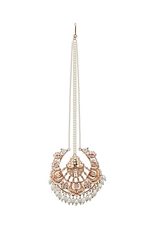 Rose Gold Finish Cubic Zirconia Maang Tikka