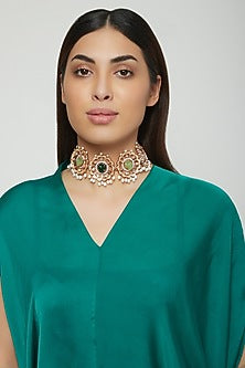 Rose Gold Finish Pearl Choker Necklace