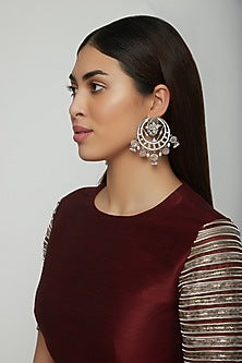 Gunmetal Finish Swarovski Crystal Earrings