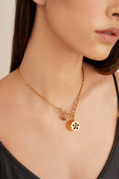 Gold Plated Quintuple Pendant Necklace
