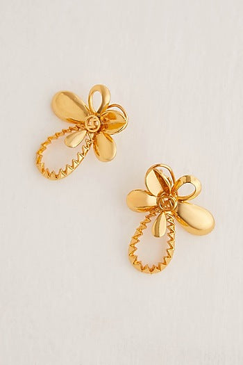 Gold Plated Tuberose Stud Earrings