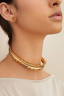 Gold Plated Scalloped Choker Necklace