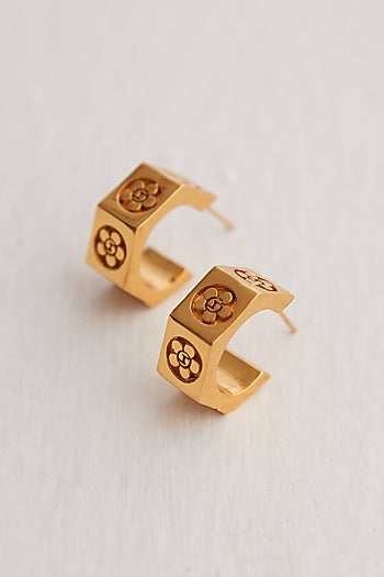 Gold Plated Bolt Mini Hoop Earrings