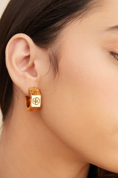 Gold Plated Bolt Mini Hoop Earrings