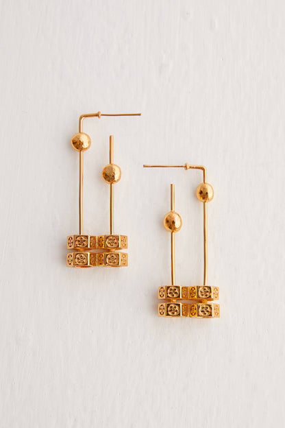 Gold Plated Bolt Drop Hoop Earrings