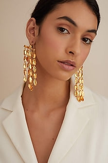 Gold Plated Dewdrop Statement Earrings