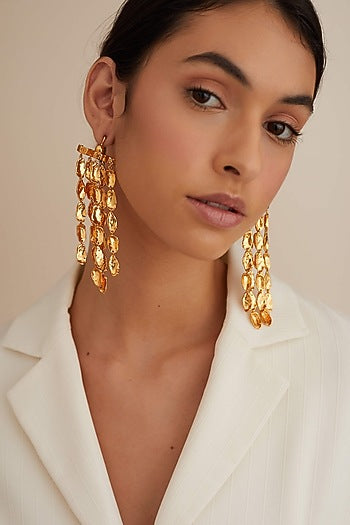 Gold Plated Dewdrop Statement Earrings