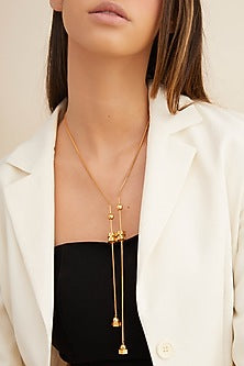 Gold Finish Lever Necklace